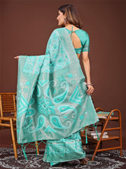 Grace in Every Thread: Pink Patola Linen Cotton Saree Woven with Cultural Elegance