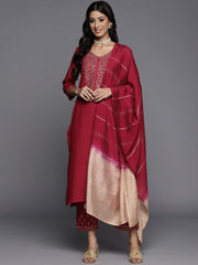 Women Women Digital Printed Embroidered Kurta With Straight Pant And Embroidered Dupatta
