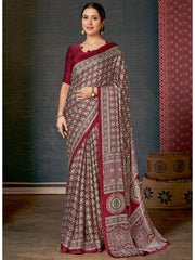 Women's Crepe DigitalPrint DesignerSaree With Blouse Piece