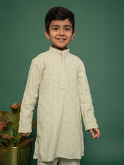 Boys' Pista Green Kurta And Pyjama Set
