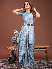 Threads of Tradition: Beige Linen Cotton Saree Woven with Stories of Grace & Heritage