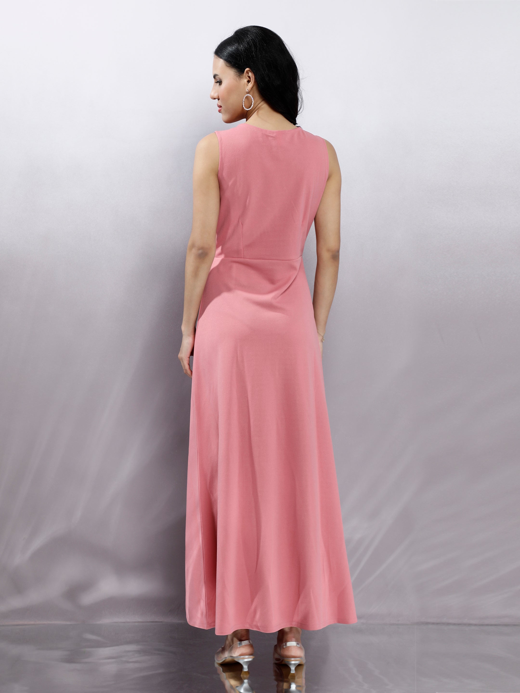 Women Embellished Pink Maxi Dress