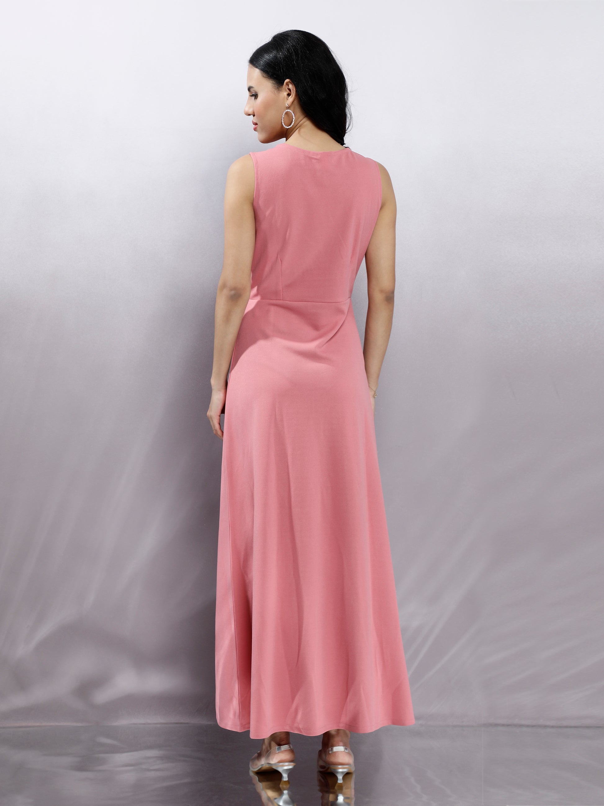 Women Embellished Pink Maxi Dress
