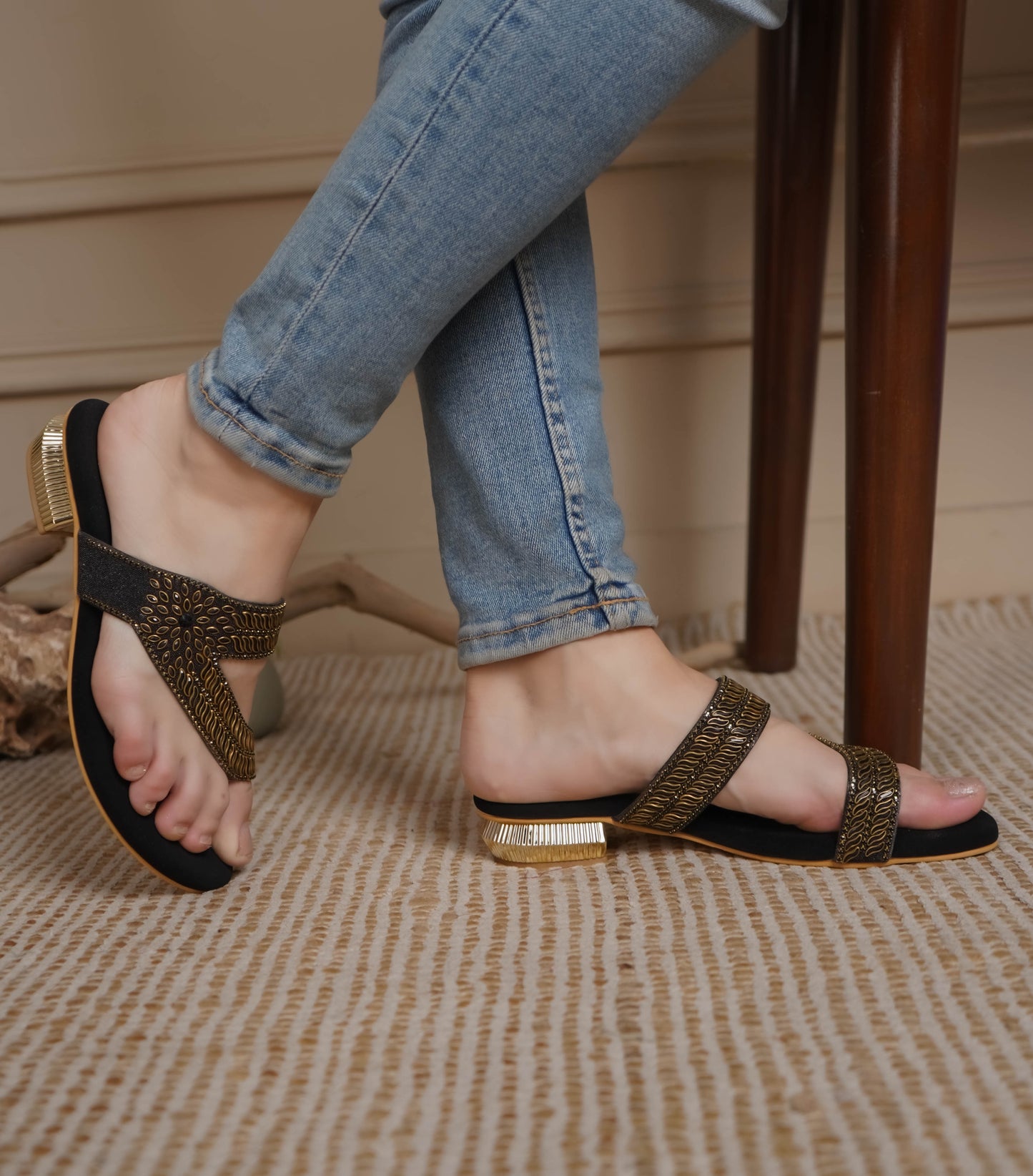 Casual Fashion Sandals 1 Inch Block Open Back Round Toe Heels