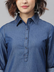 Women's Ice Blue Denim Shirt dress