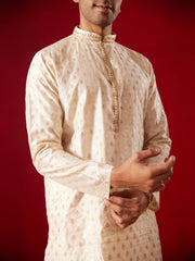 Vastramay - Men's Peach Silk Blend Kurta Pyjama Set
