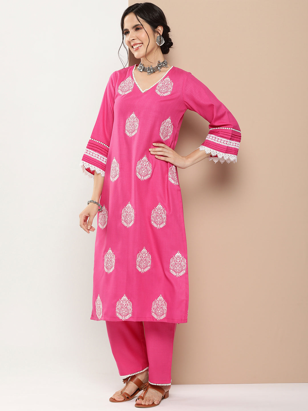 Ethnic Motifs Embroidered Regular Kurta With Palazzos