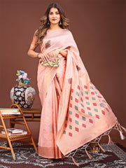 Jaquard Saree with Tassels - Radiate Soft Elegance and Timeless Beauty