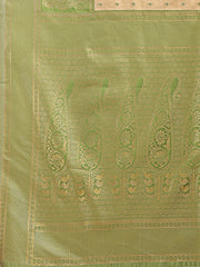 Graceful Cream and Green Silk Saree – Traditional Elegance with Royal Charm