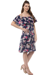 Women's Polyester Crepe Off Shoulder Dress