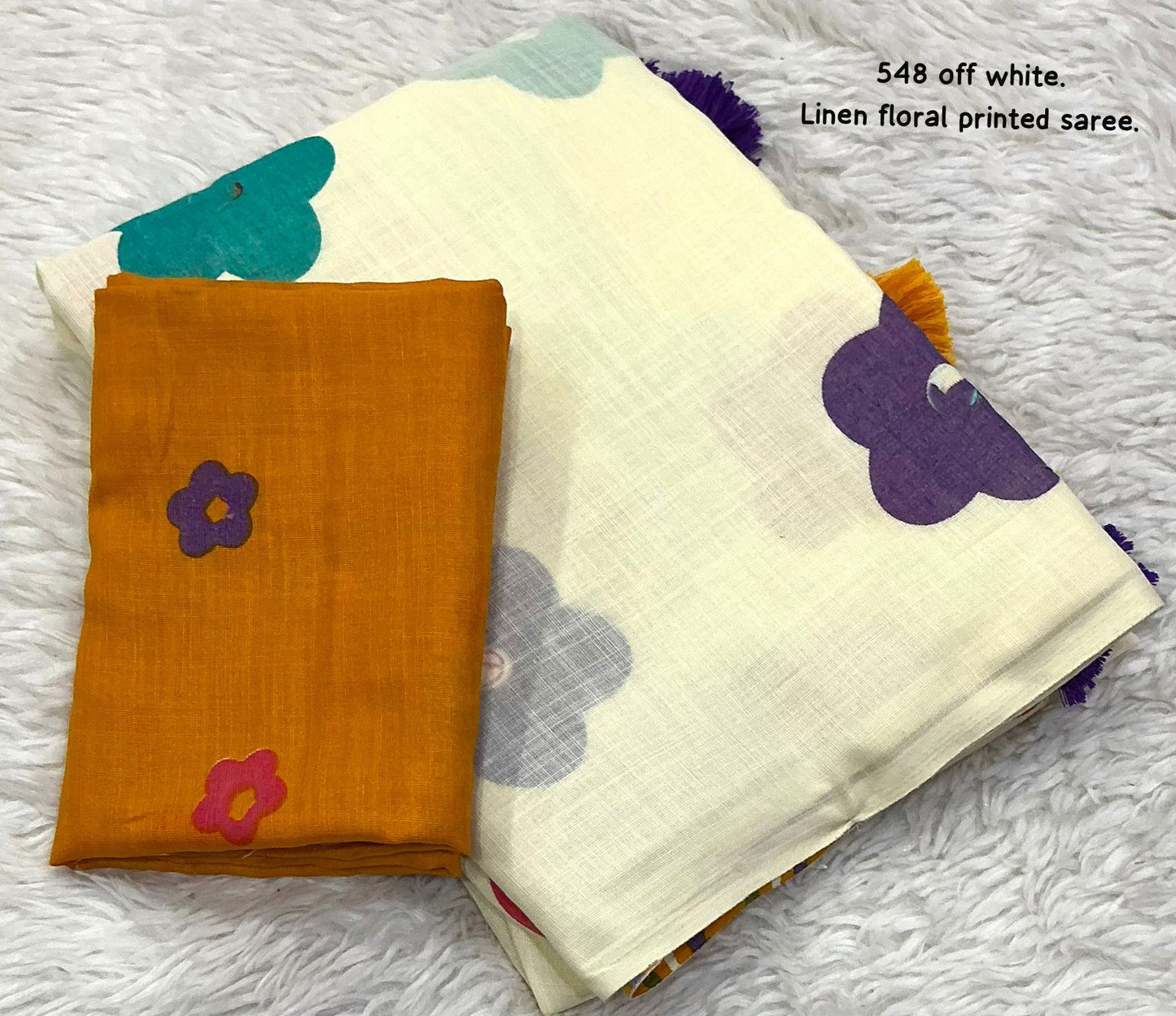 Soft linen saree with shaded style prints.