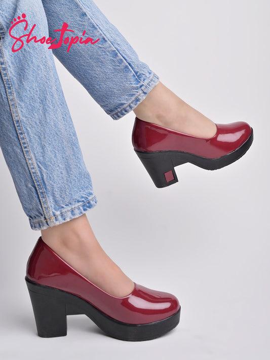 حذاء Shoetopia بكعب من الكرز الصلب للنساء والفتيات