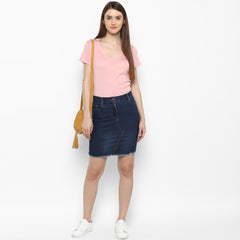 Women's Denim Skirt with Stitch Detail