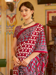 Women's Crepe Printed Designer Saree With Blouse Piece