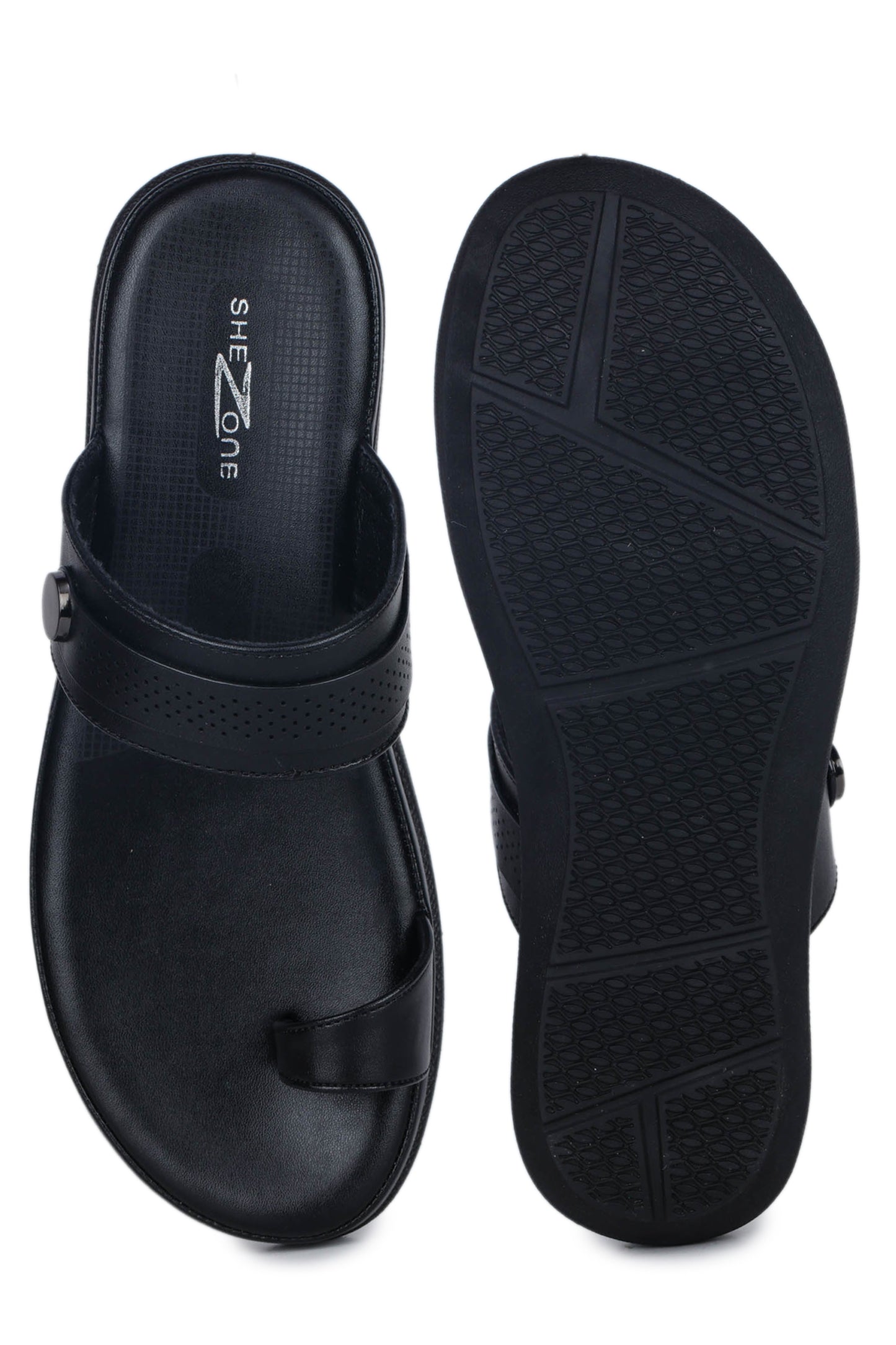 Casual Black Open Toe Flats Round Toe Slip-On Flats