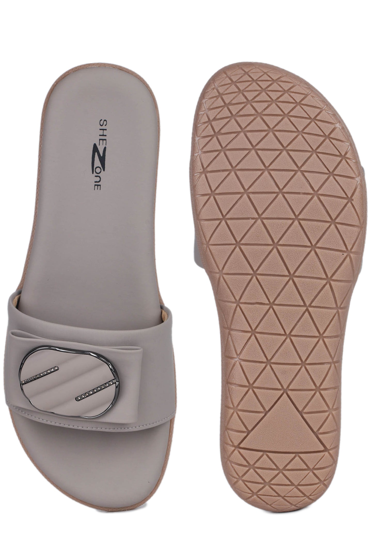 Casual Grey One Toe Flats Round Toe Slip-On Flats