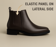 THE ASHFORD Men's Stylish Vegan Leather Chelsea Boots with Side Zipper & Elastic Panel, Square Toe Ankle Boot (Tan / Black / Brown)