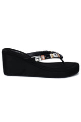 Casual Fashion Sandals 3 Inches Wedge Open Back Round Toe Heels