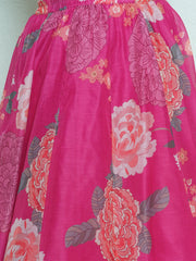 Girls Pink & Green Multi Printededed Ready to wear Lehenga & Choli with Dupatta