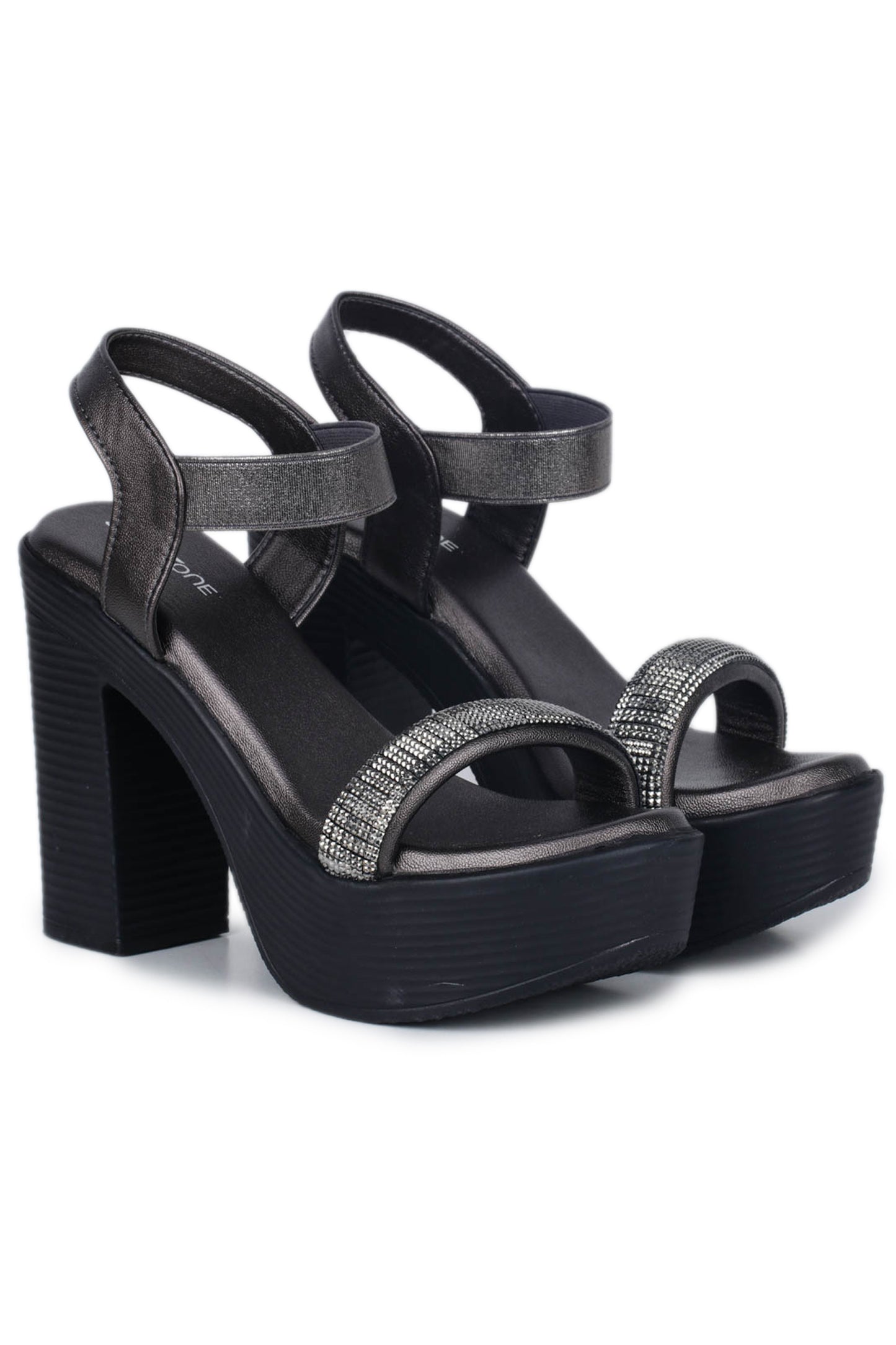 Shezone-Casual Fashion Sandals 4 Inches Block Ankle Loop Round Toe Heels