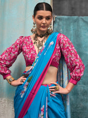 Women's Crepe Printed Designer Saree With Blouse Piece