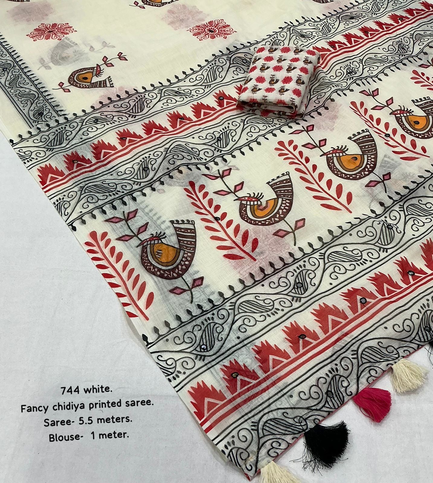 Soft linen saree with shaded style prints.