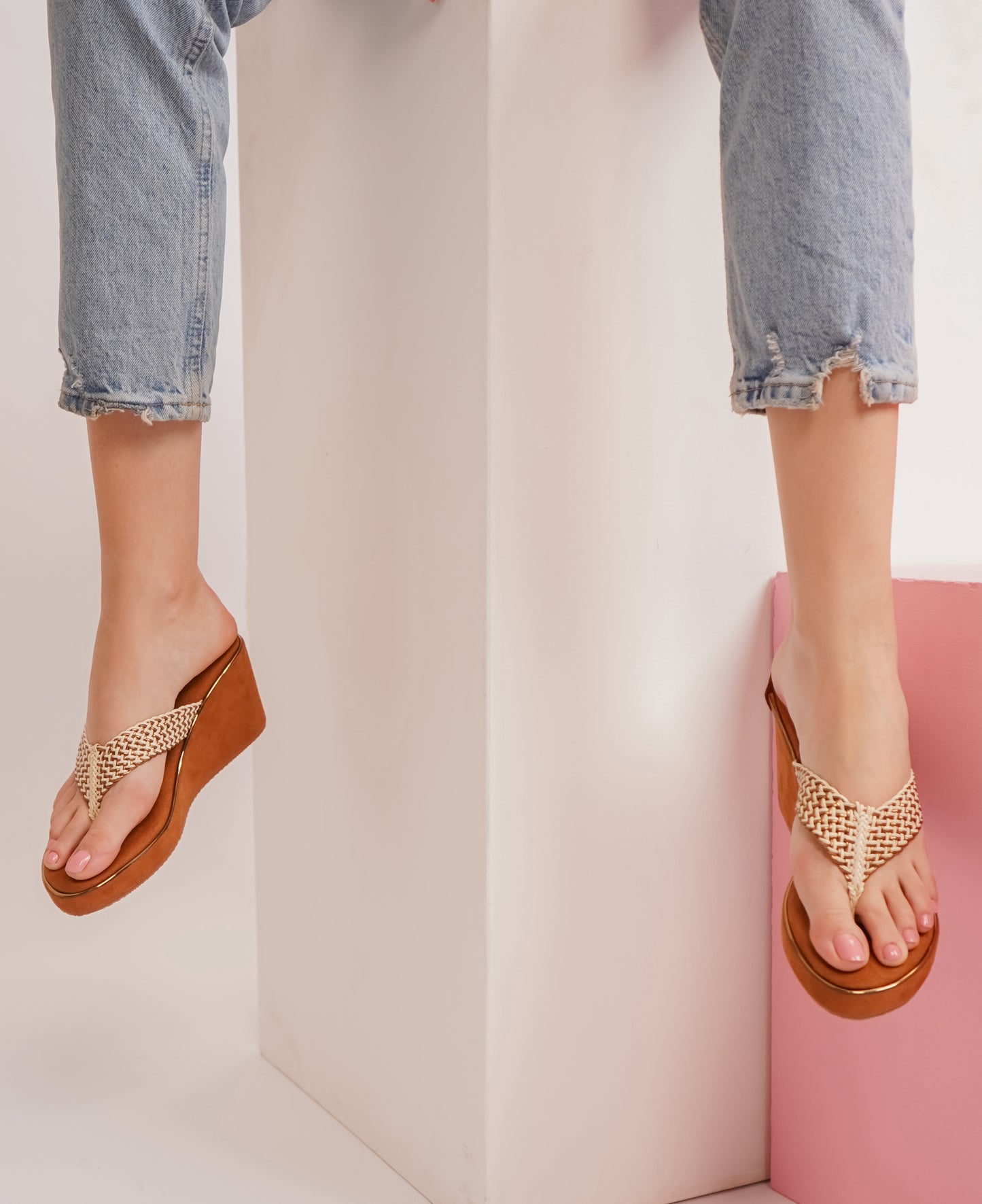 Shezone - Fashion Open Back Sandal 3 inches Wedge Heels