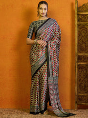 Women's Satin Printed Designer Saree With Blouse Piece