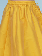 Girls Boho Design Yellow Pink Embroidered Choli & Ready to Wear Lehenga With Dupatta.