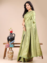 Elegant Grey and Gold Silk Saree – Graceful Artistry with Contemporary Charm