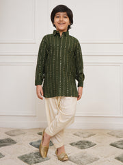 Boys' Bottle Green Kurta and Patiala Set