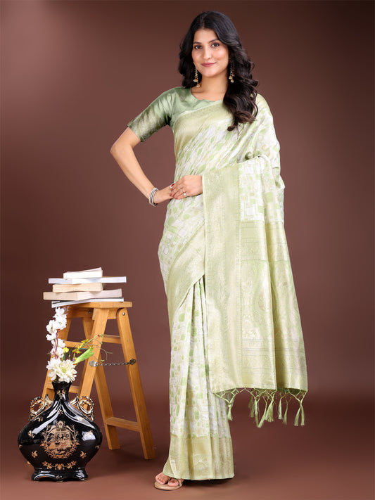 Light Green Linen Cotton Saree – Elegant Simplicity for Everyday Grace