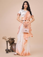 Premium Charcoal Black Linen Cotton Saree with Copper Zari Pallu & Abstract Print – Office & Festive Wear