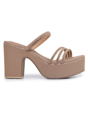 Casual Fashion Sandals Open Back Block Heels