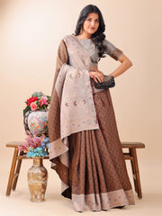 Graceful Blue & Beige Lichi Silk Saree with Elegant Woven Pallu – Timeless Beauty for Every Occasion