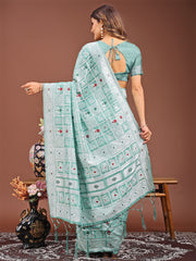 Threads of Tradition: Beige Linen Cotton Saree Woven with Stories of Grace & Heritage