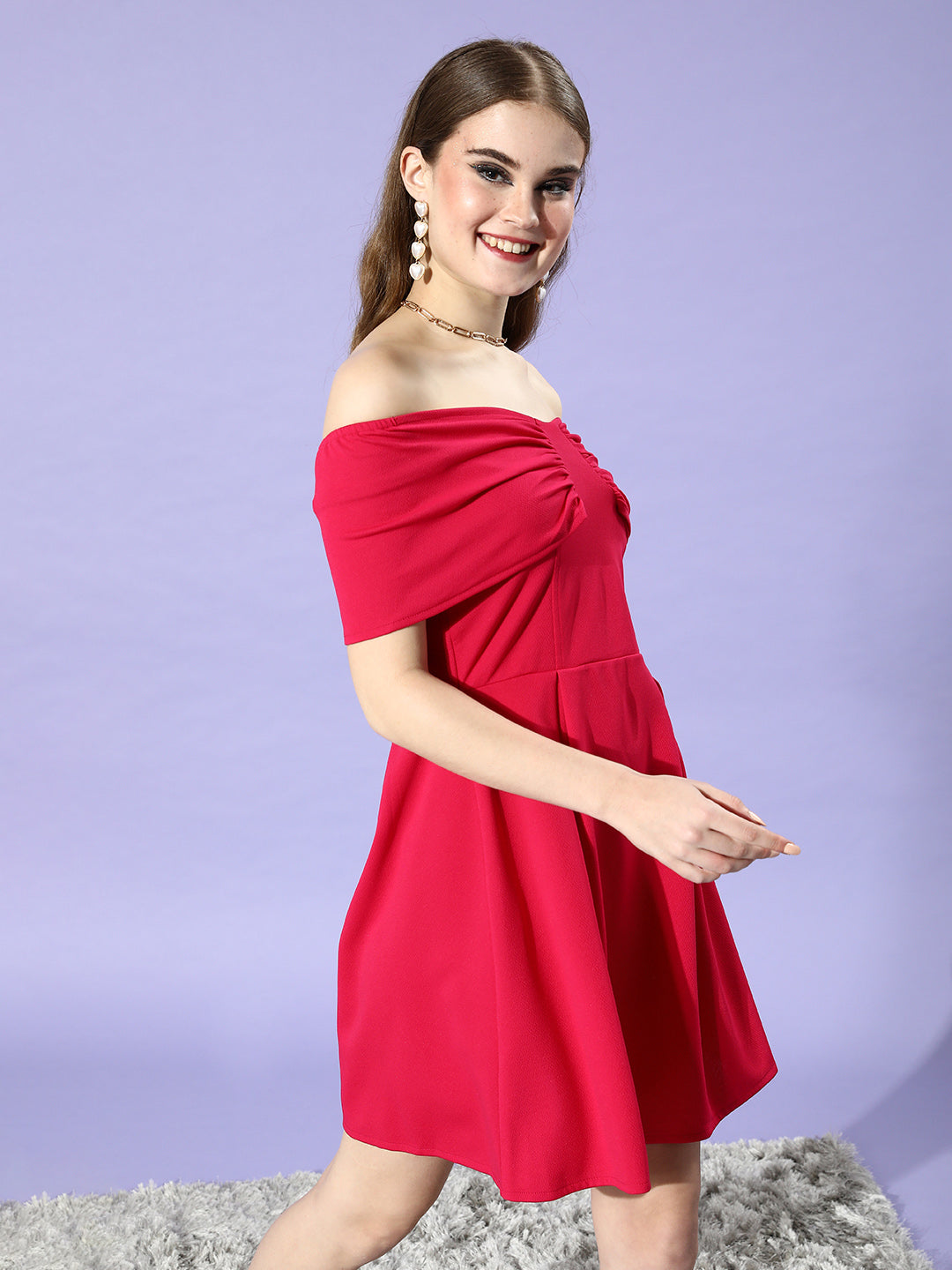 Solid Off-Shoulder Dress