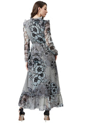 Grey & Black Floral Printed Maxi Dress