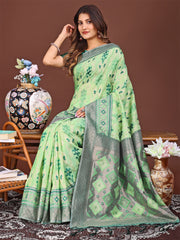 Radiant Linen Cotton Patola Saree - Where Tradition Dances with Elegance