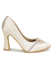 Casual Fashion Pumps 4 Inches Block Closed Back Pointed Toe Heels