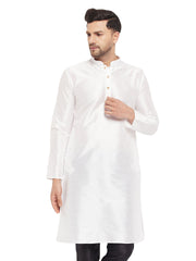 Vastramay-Men's White Silk Blend Kurta