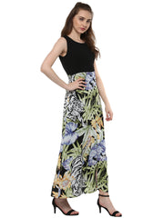 Women's Long Maxi Dress with Tropical Print