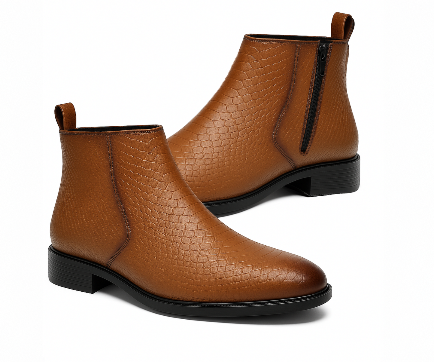 Kraasa - ORION-X Men's Vegan Leather Chelsea Boots Classic Almond Toe Ankle Boots with Textured Finish | Formal & Smart Casual Boots
