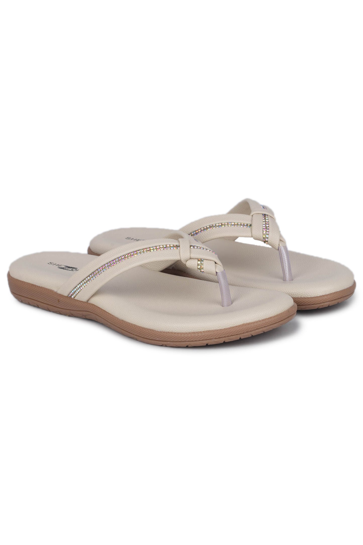 Casual Cream One Toe Flats Round Toe Slip-On Flats