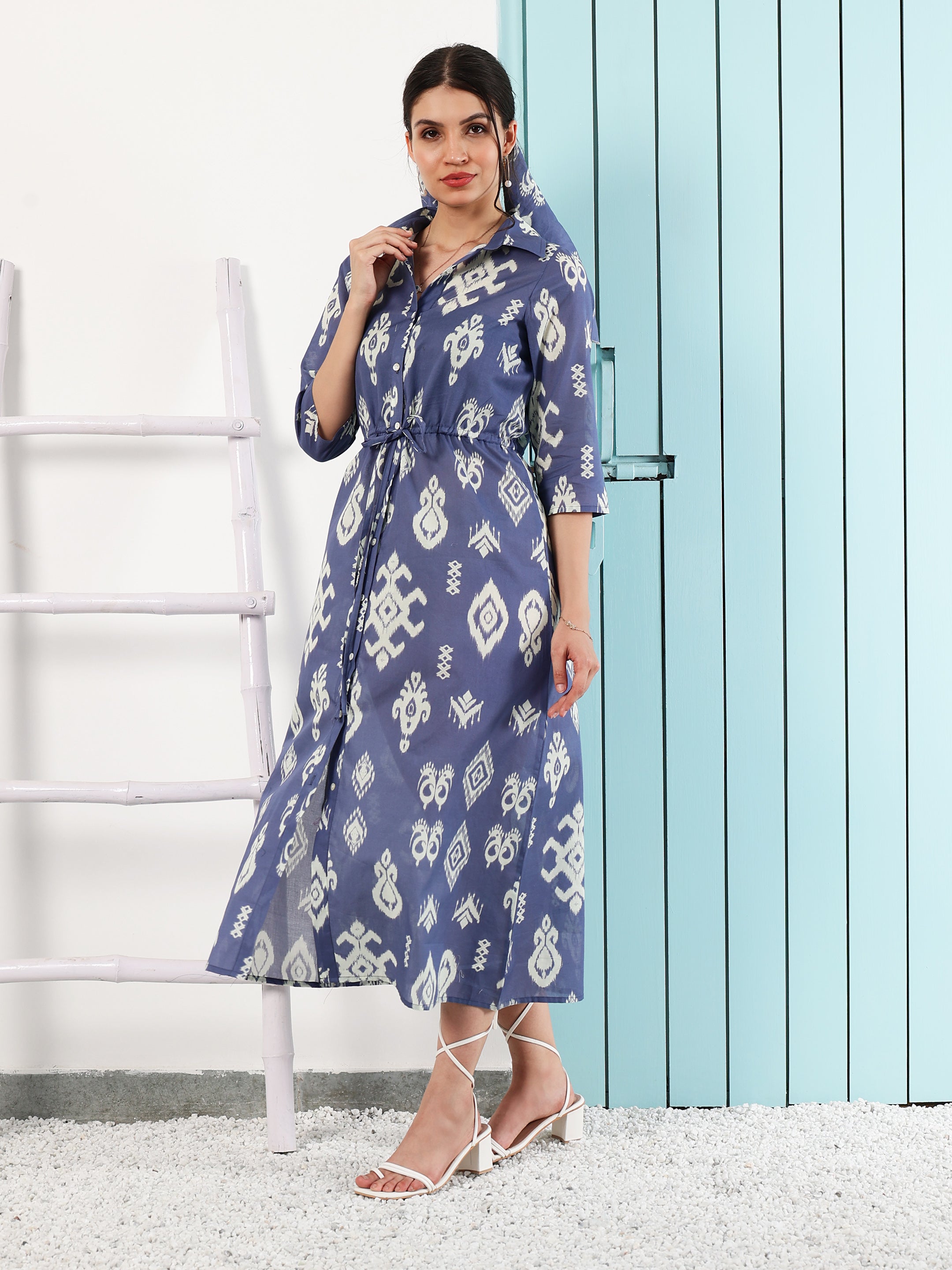 bohemian Ethnic Motifs Printed Maxi Midi Dress