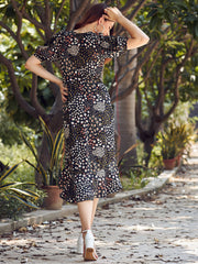 Black & White Crepe Wrap Dress