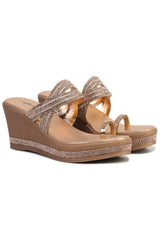 Pink Casual Wedge Open Back 3 inches Wedge Heels