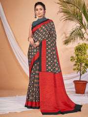 Women's Dola Silk DigitalPrint DesignerSaree With Blouse Piece