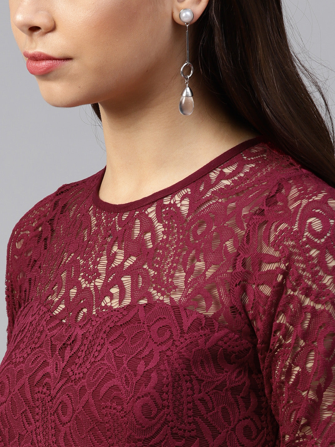 Burgundy Lace Maxi Dress