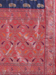 Banarasi Silk Saree with Silver Zari Border & Paisley Design - Festive Wedding Wear | Elegant Traditional Pallu | Soft Silk Finish for Women | Cultural Ethnic Saree